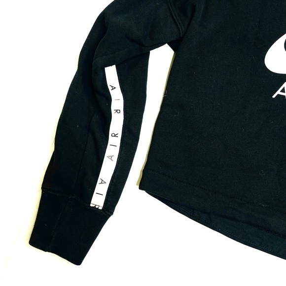 NIKE Air Girl’s Black Cropped Swoosh Logo Graphic Pullover Hoodie Size XS - Picture 3 of 8
